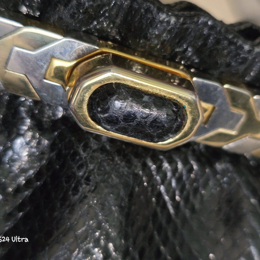 Finesse La Model Black Python Snakeskin Purse Euc… - image 2